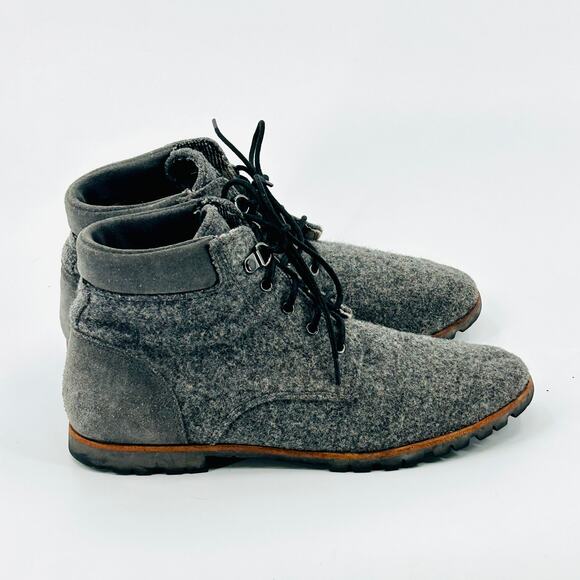Woolrich x Portland Product Werks Gray Wool Suede Lace-Up Ankle Boots - Picture 2 of 10